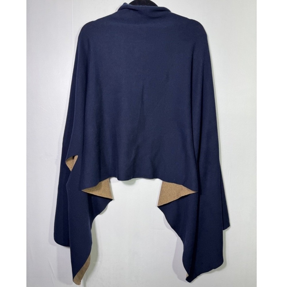 Chico's Reversible Travel Ruana Wrap Navy Blue/Tan One Size NWOT Minimalist Fall - Picture 5 of 12